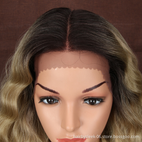 13X4 Synthetic Lace Front Wigs For Black Women 28"Inch Super Long Deep Natural Wave Ombre Blond Color Hair Fashion Wigs